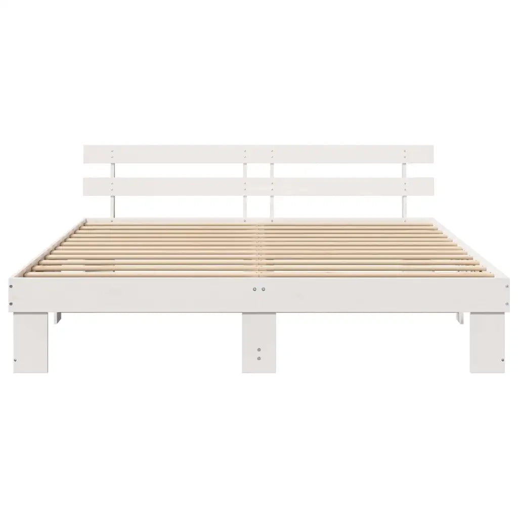 Struttura del letto-Giroletto-Rete del Letto Bianco 200 x 200 cm Pino massello 823087