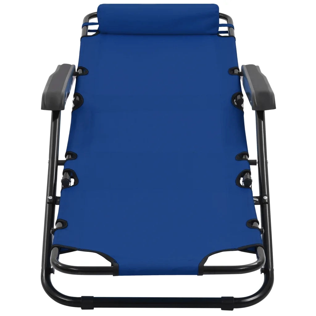 Lettini Prendisole 2 pz | Sdraio da giardino | Lettino da sole Pieghevoli con Poggiagambe Acciaio Blu