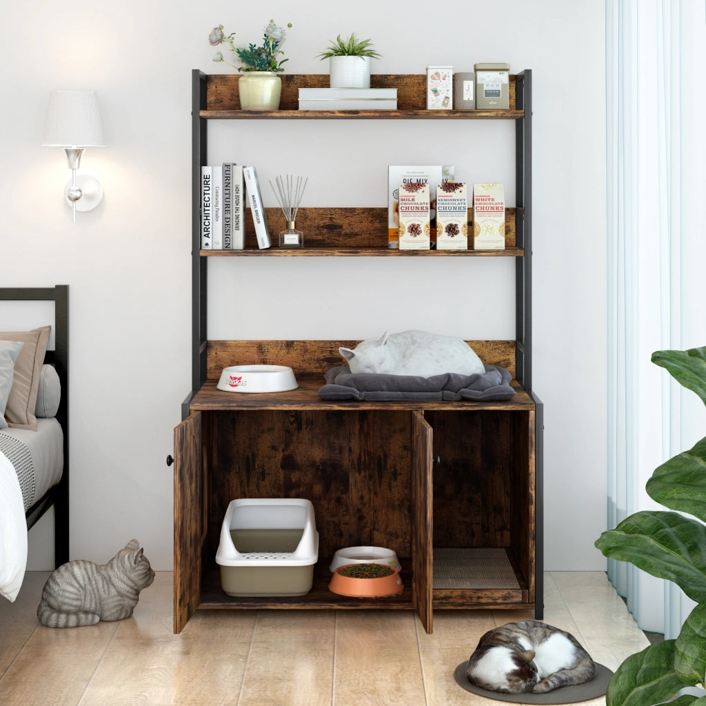 Mobile Portascarpe con Ripiani e Ante ¨C MINIMAL ¨C Legno, Marrone