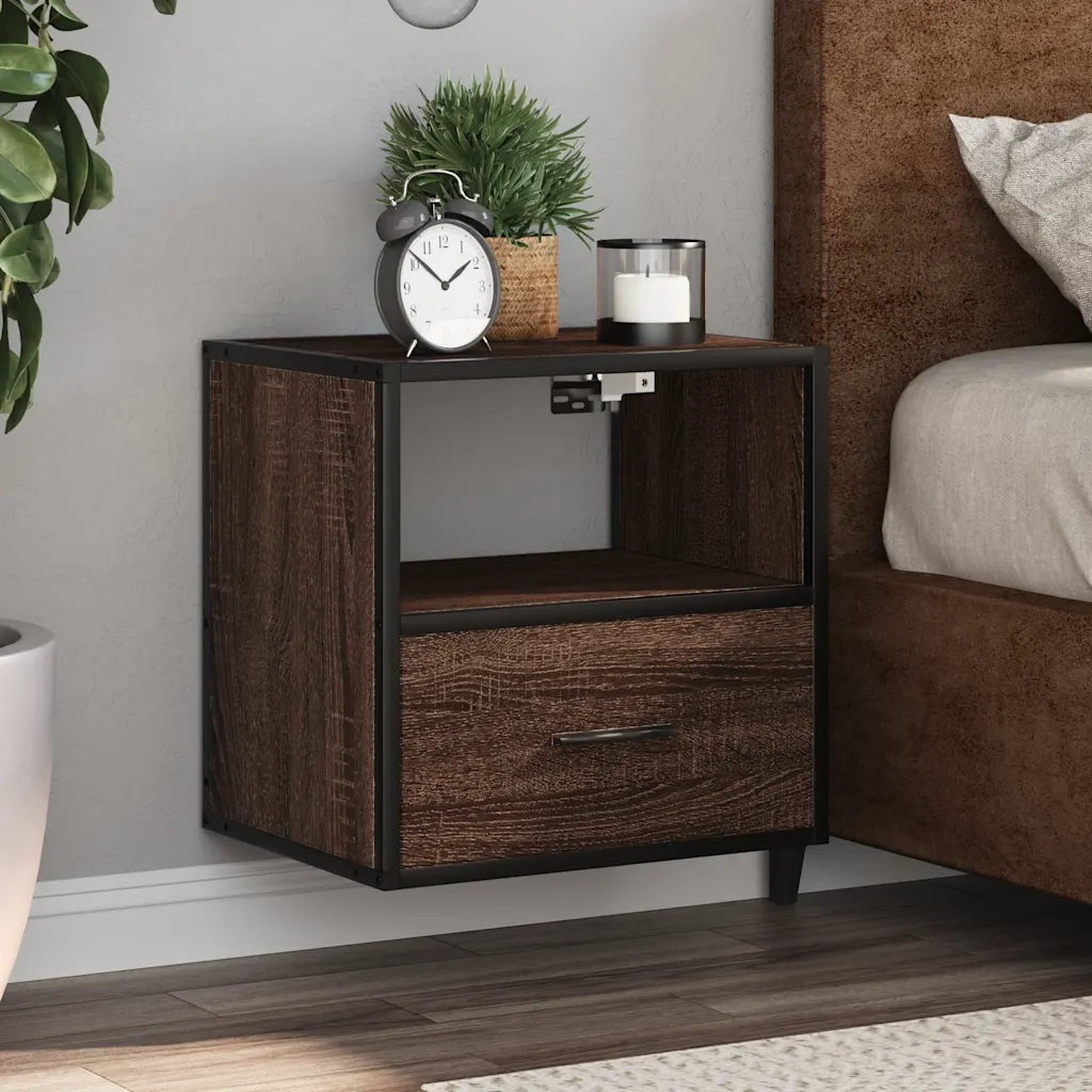 Comodino | Armadio da Notte | Mobiletto da notte a Muro Rovere Marrone 40x31x39,5 cm