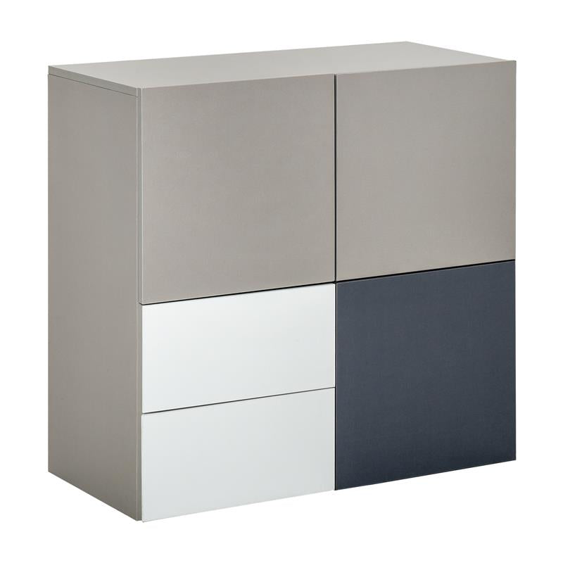ARMADIETTO MULTIUSO CON 2 CASSETTI E 2 ANTE MULTICOLOR 80 X 38 X 80 CM