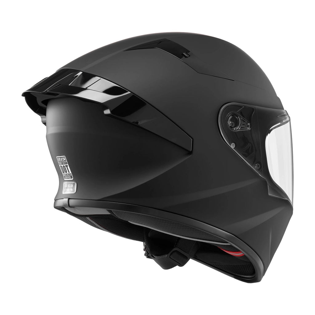Casco Integrale da Moto MD-821 Taglia M, Calotta in ABS e Strato EPS, Visiera Trasparente, Omologato ECE 22.06 DOT, con Tasche Bluetooth, Nero