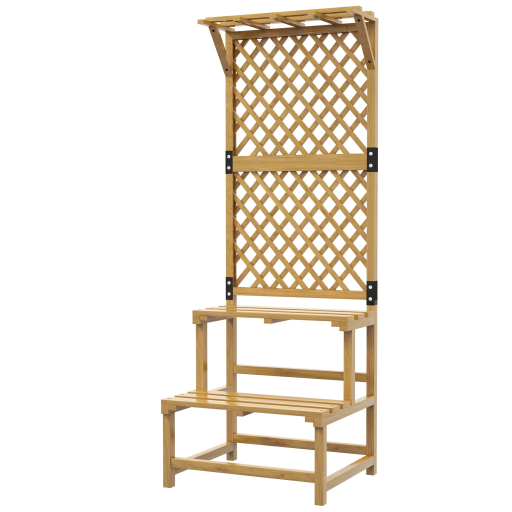 Portapiante 60x50x166 cm a 2 ripiani con griglia in legno giallo