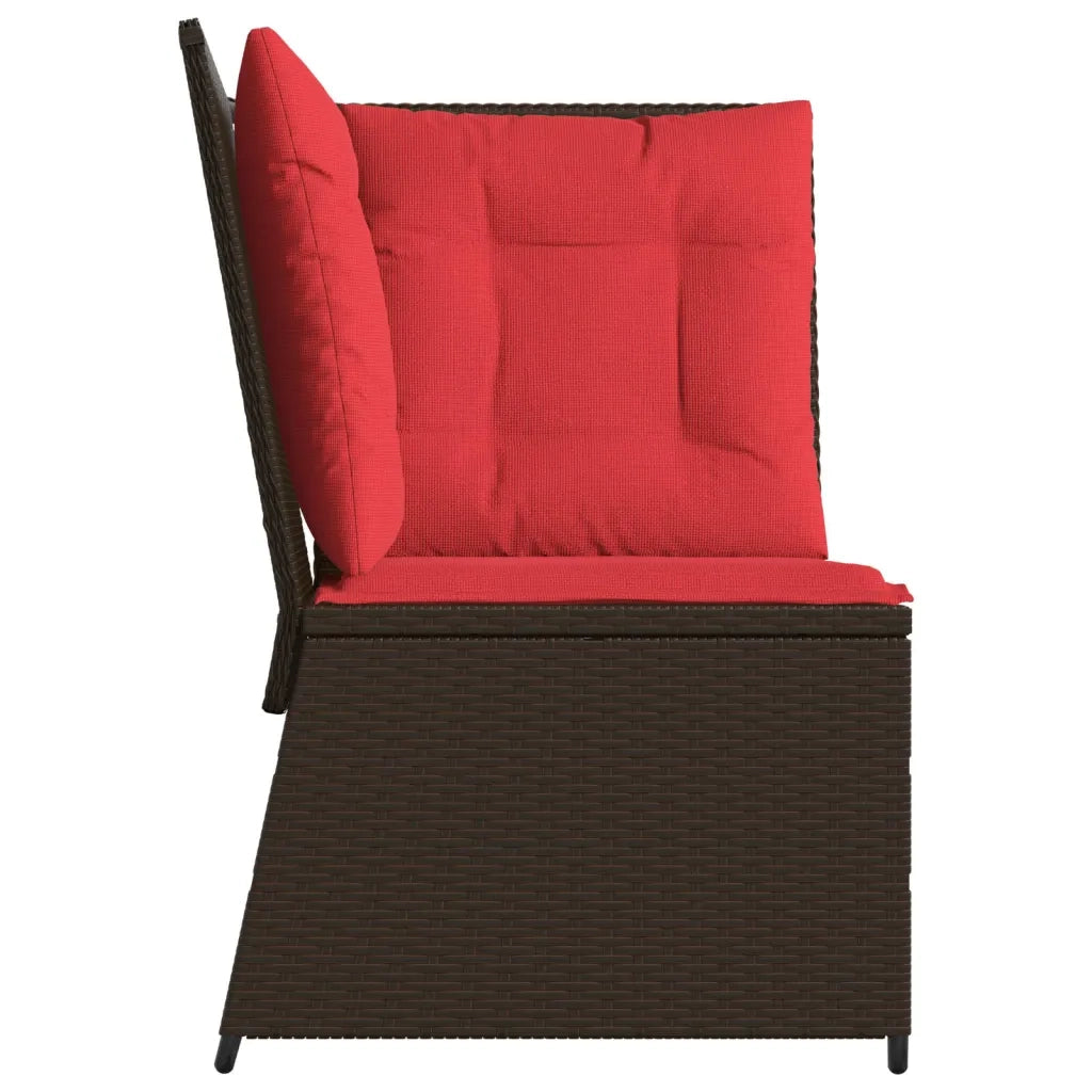 Divano angolare da giardino con Cuscini in Polyrattan Marrone 368988