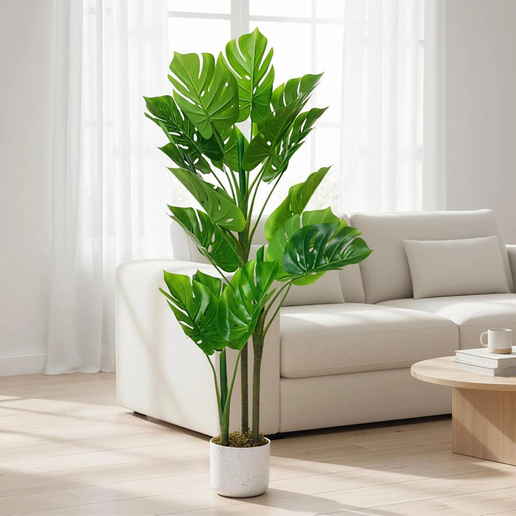 Pianta Verde Finta da Interno 110 cm in Vaso Decorativo per Salotto e Camera