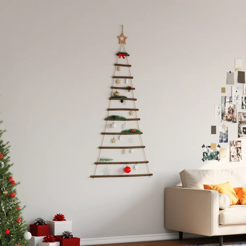 Albero di Natale sospeso con stella superiore-Decorazioni natalizie 74x150 cm Ramo naturale