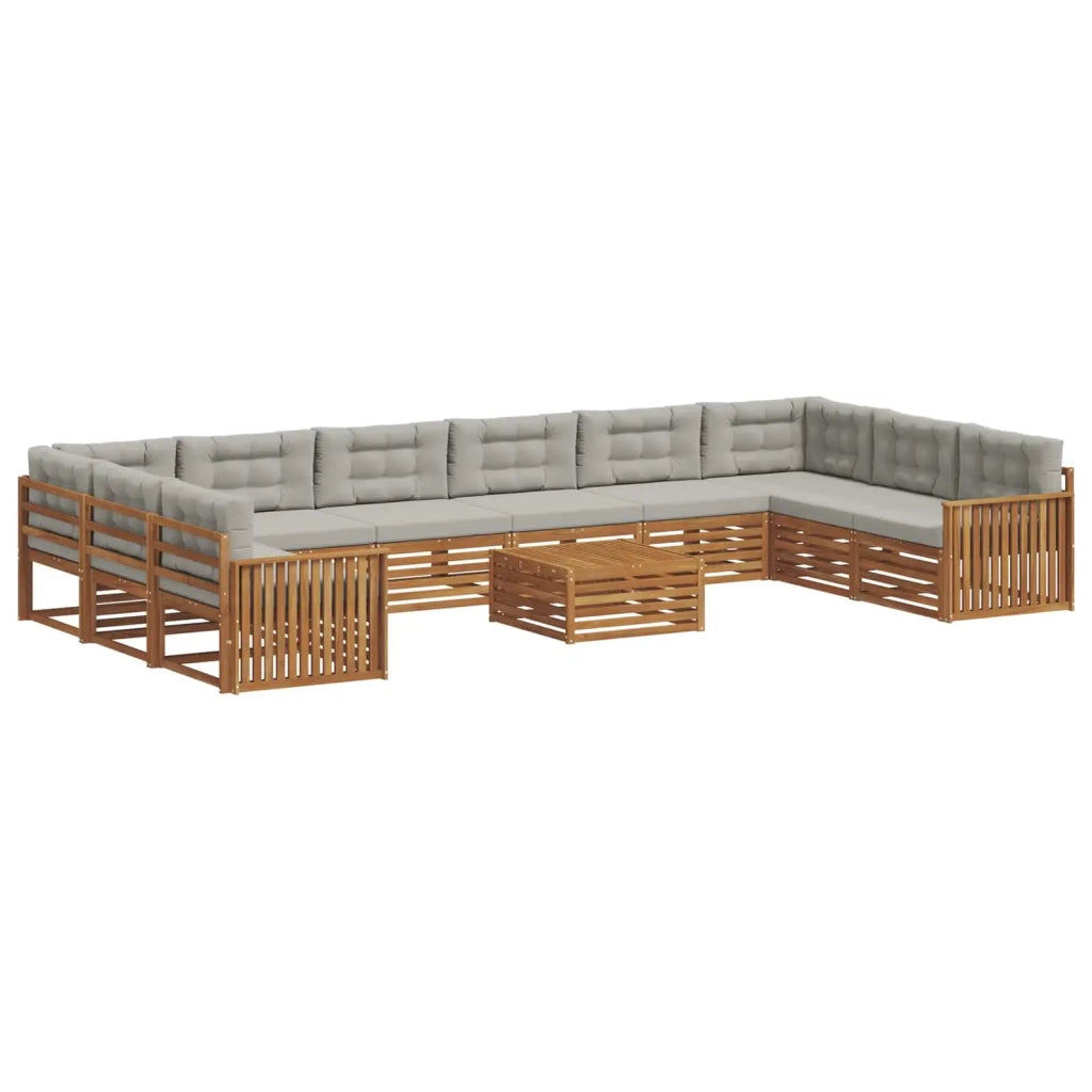 Set divani con cuscino 11 pcs Grigio Naturale e Chiaro 3374246