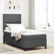 Letto a molle con materasso Grigio scuro 100 x 200 cm Tessuto