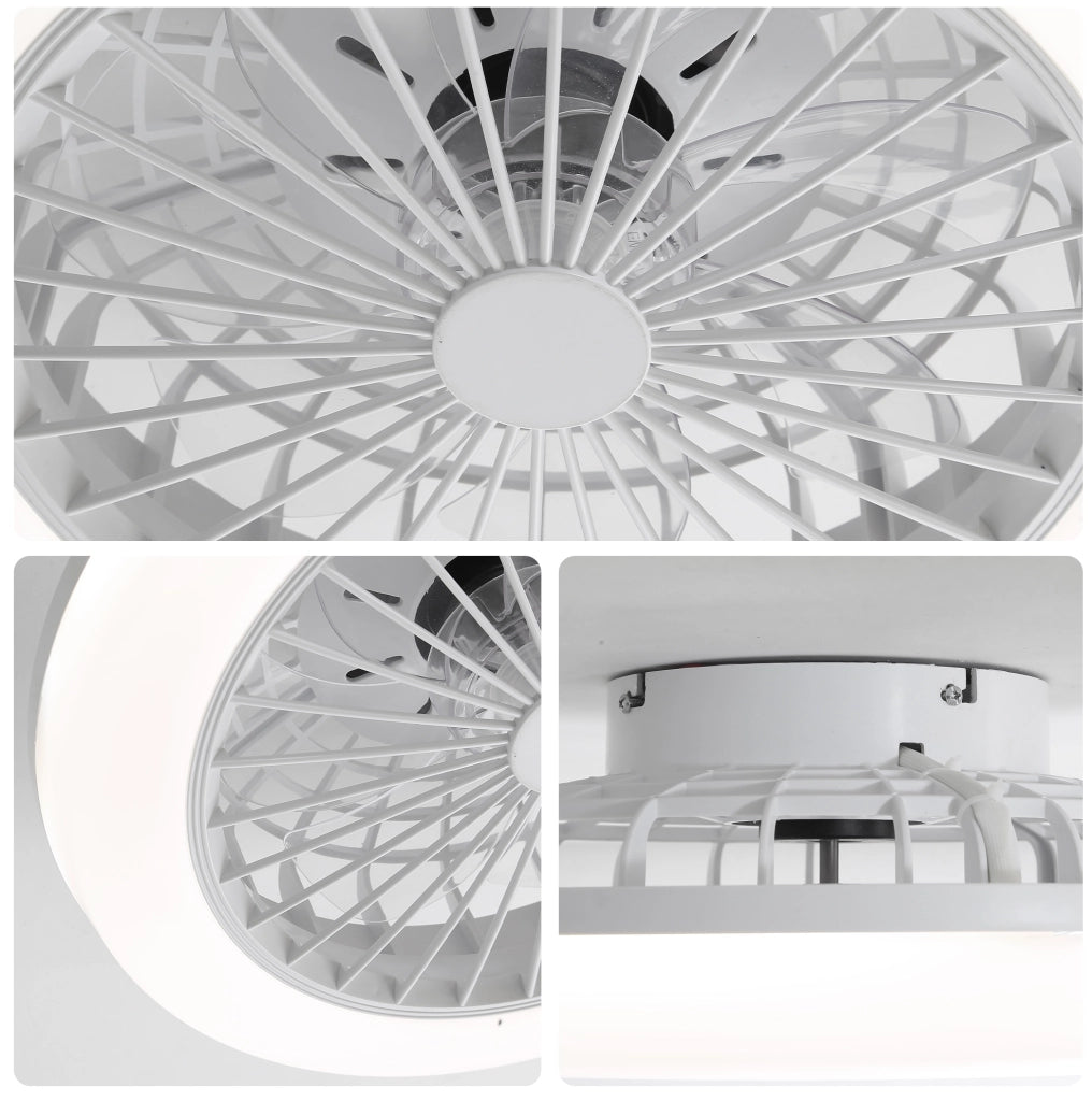 Ventilatore da soffitto senza pale 18" con luce dimmerabile e telecomando, design bianco moderno per camere da letto e cucina