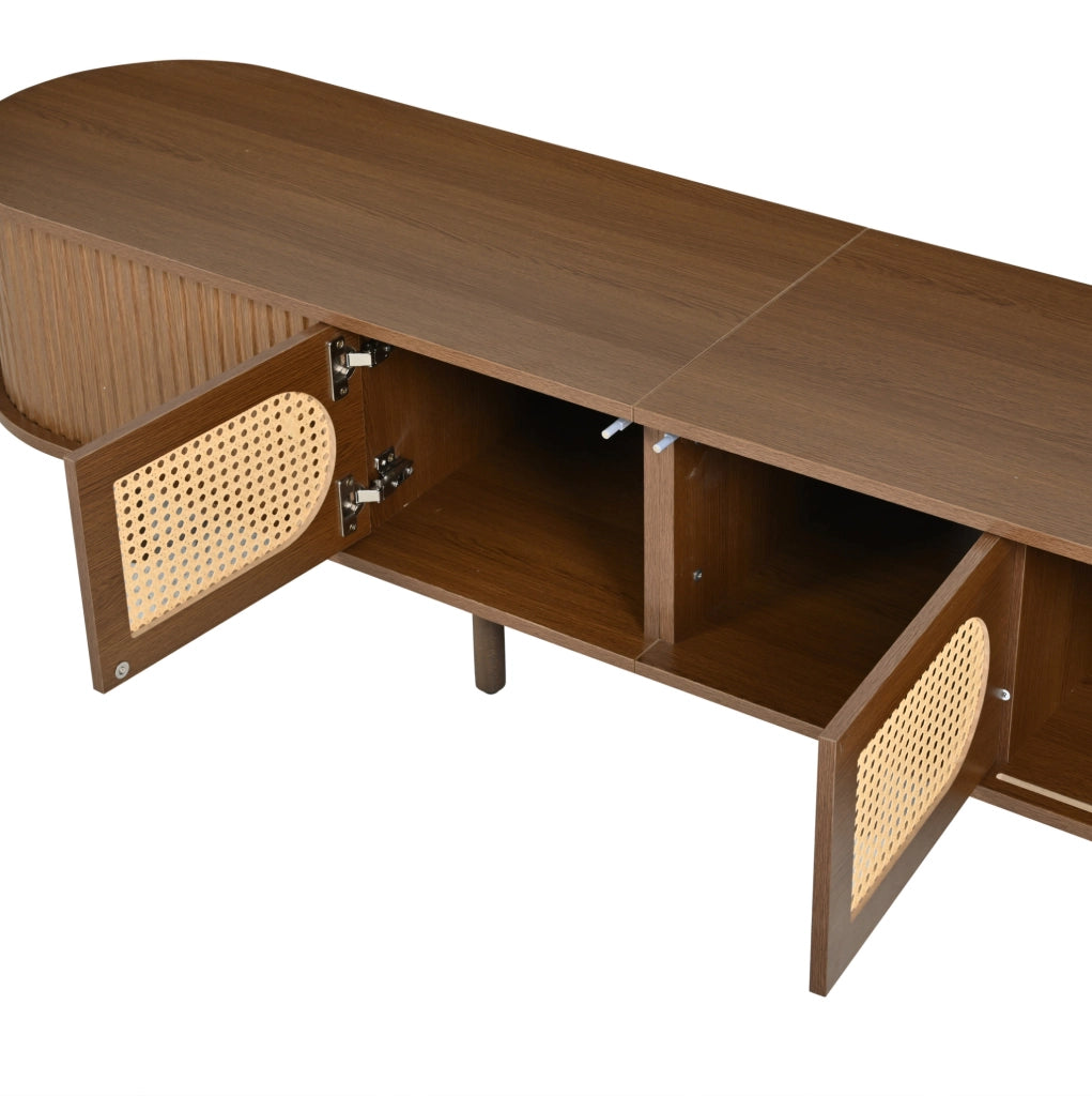 Mobile TV 180x40x40 cm con 2 ante e 2 serrande in MDF rovere scuro
