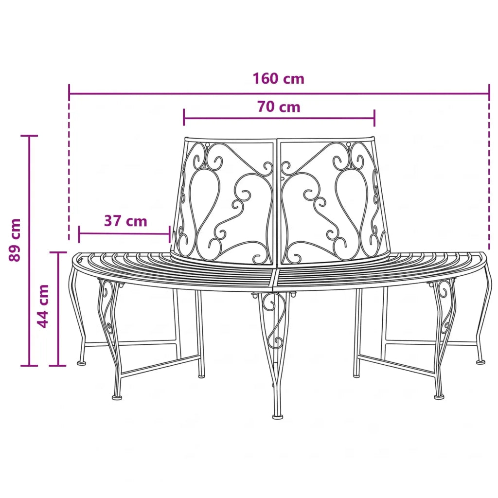 Panchina per Alberi 4-Numero di posti 160 x 80 x 89 cm Acciaio 42029530