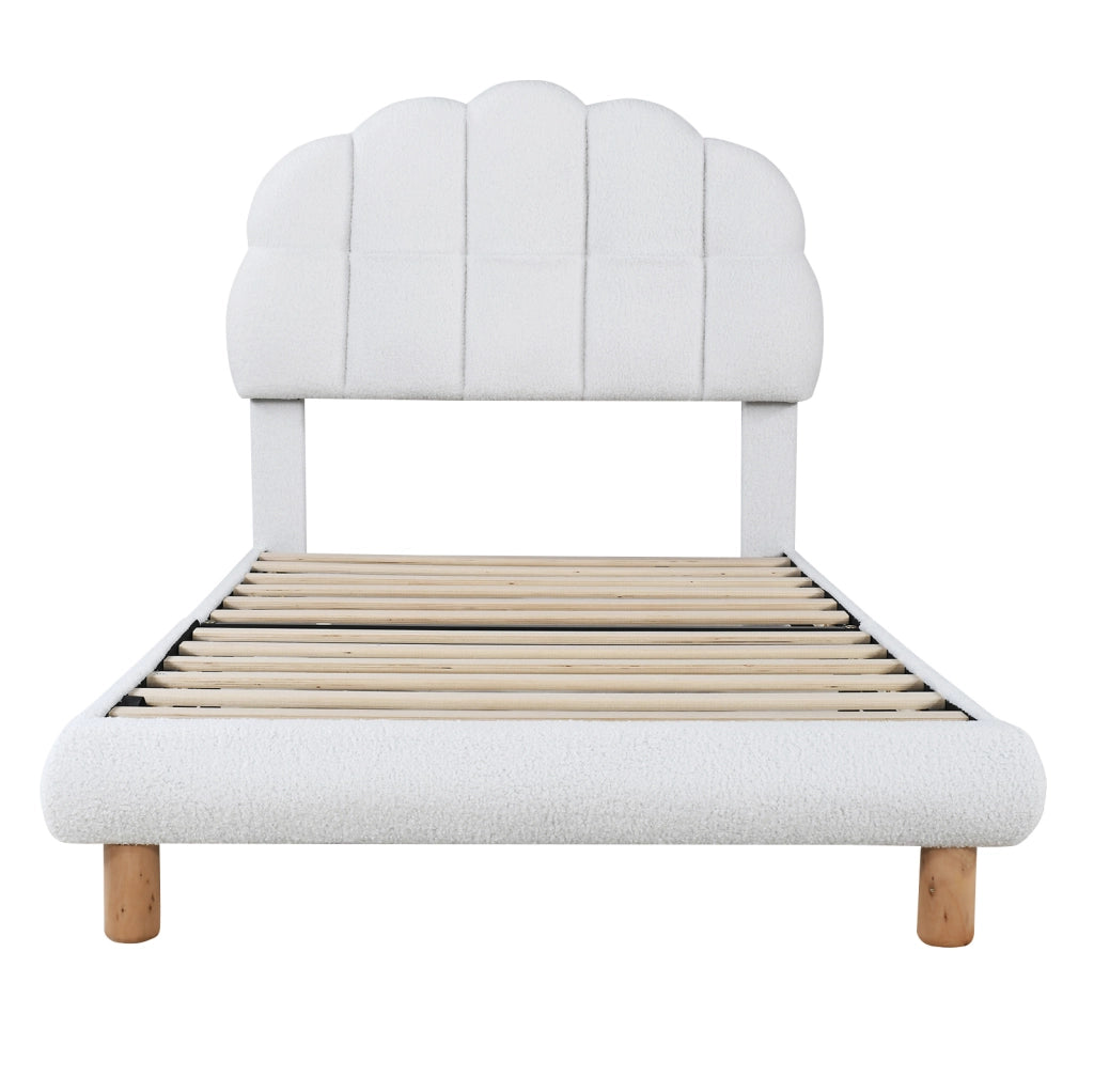 LETTO imbottito 90x200 cm Bouclé Bianco