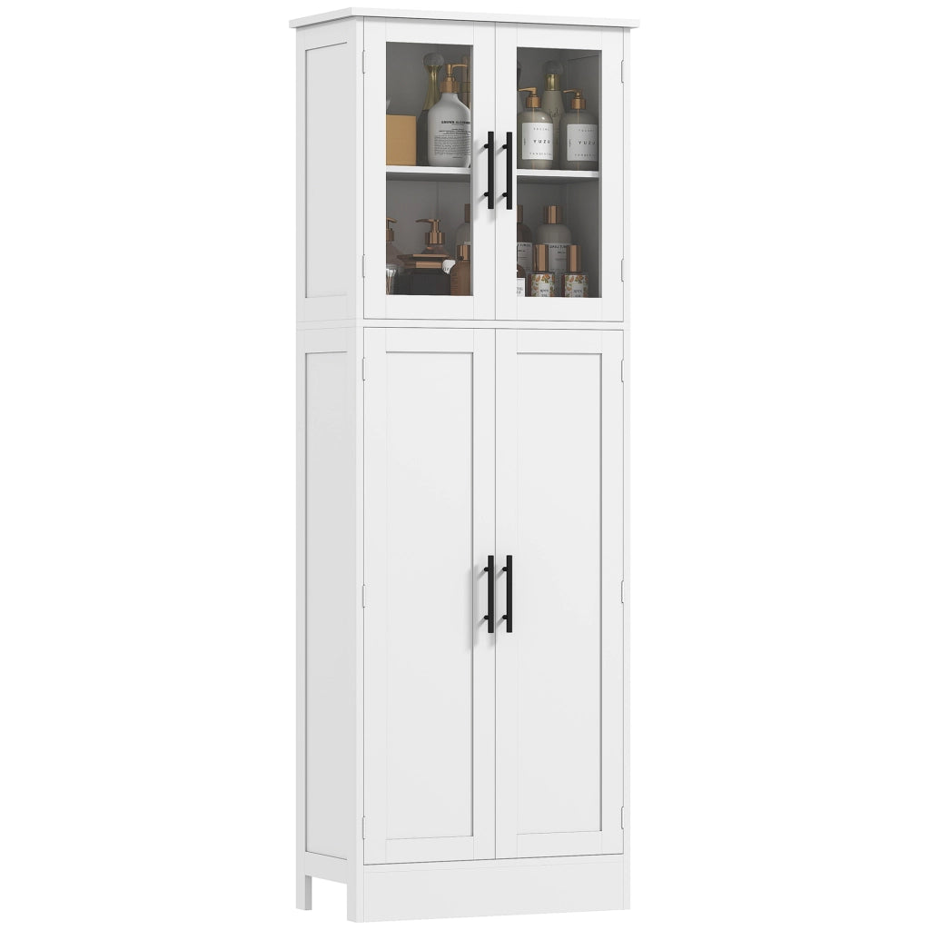 Mobile bagno alto con ante in vetro ¨C Xylo ¨C Bianco, legno, ripiani regolabili, 60x30x170 cm