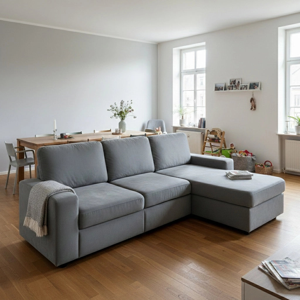 Divano Angolare con Contenitore e Ottomane ¨C Xylo ¨C Grigio