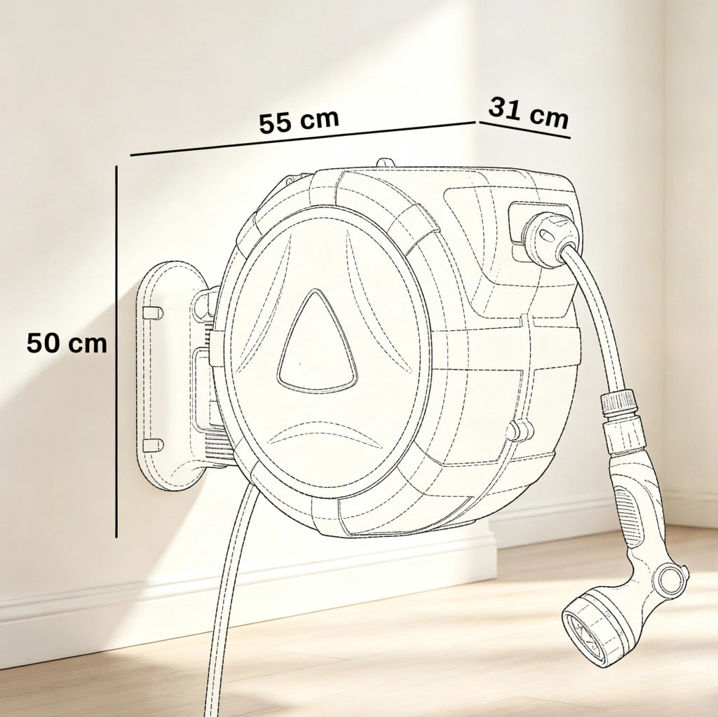 AVVOLGITUBO Automatico da Parete 23+2 m Blu in PVC