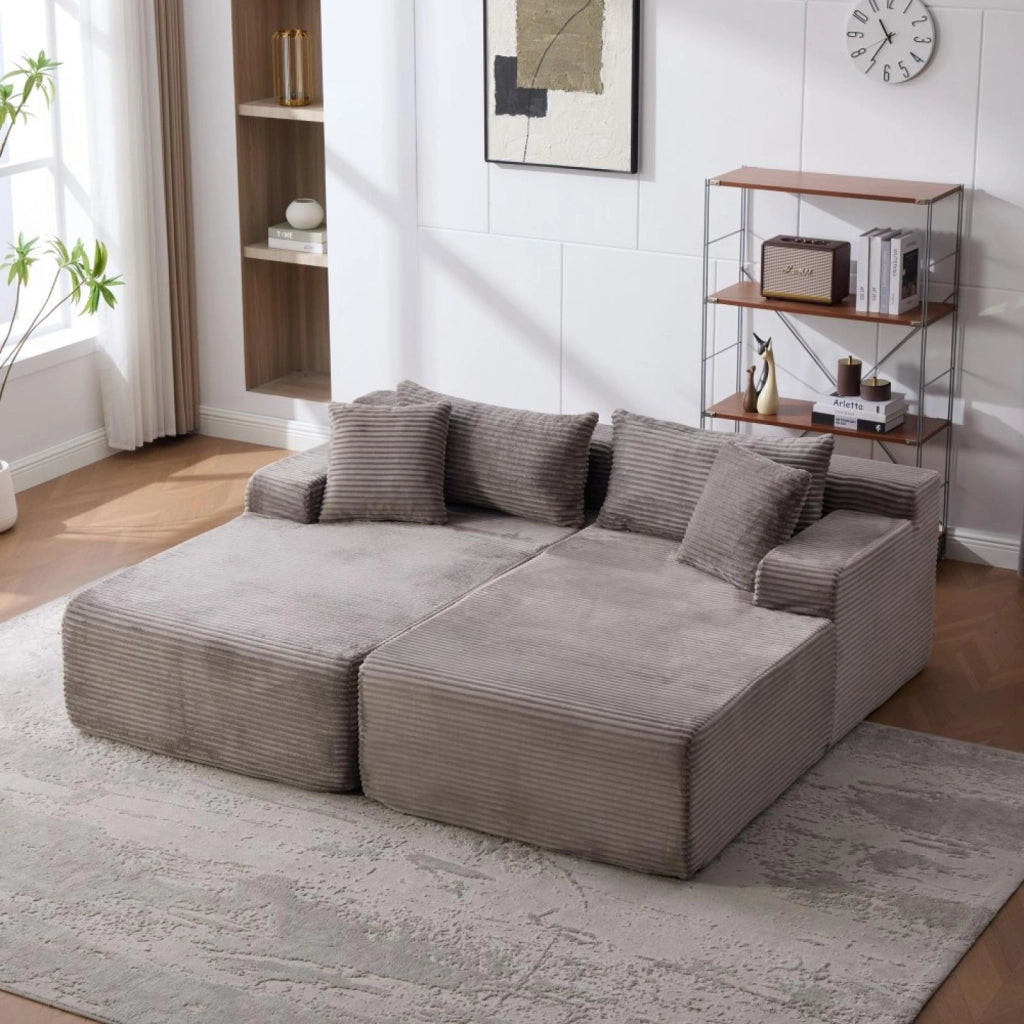 Divano modulare, divano compatto, divano in ciniglia, schiuma ad alta elasticità 30D, base antiscivolo, 2 posti, grigio