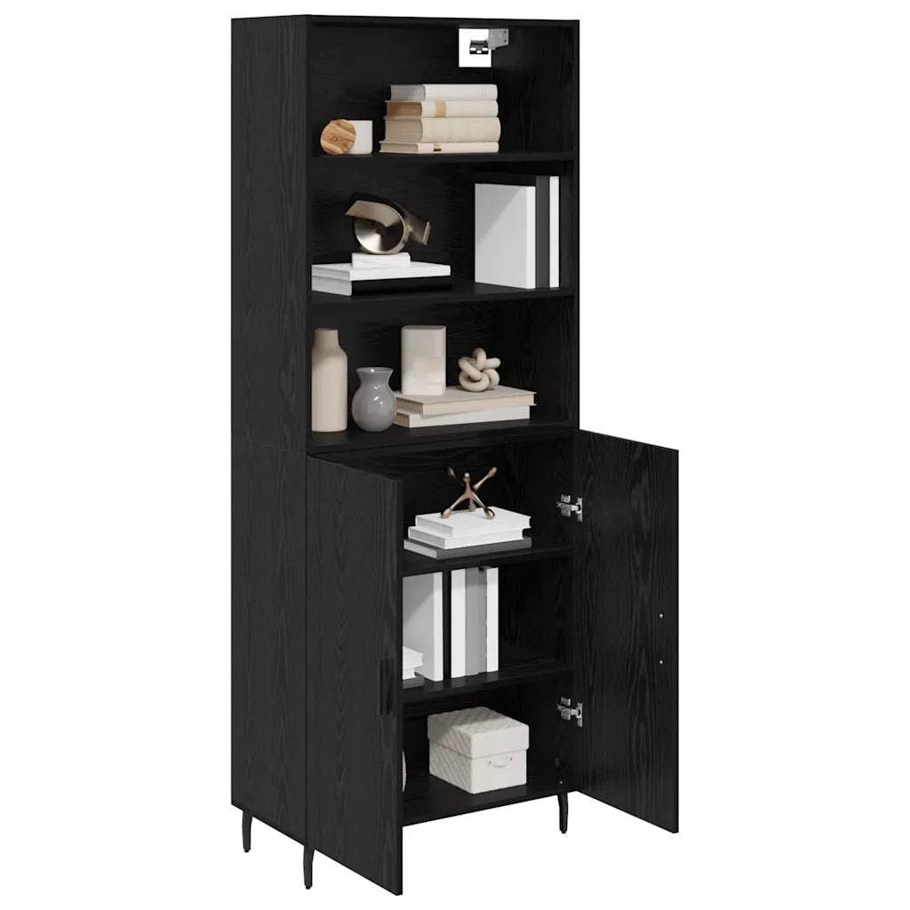 Credenza | Madia | Buffet da pranzo | Armadio da pranzo Rovere Nero 69,5 x 34 x 180 cm