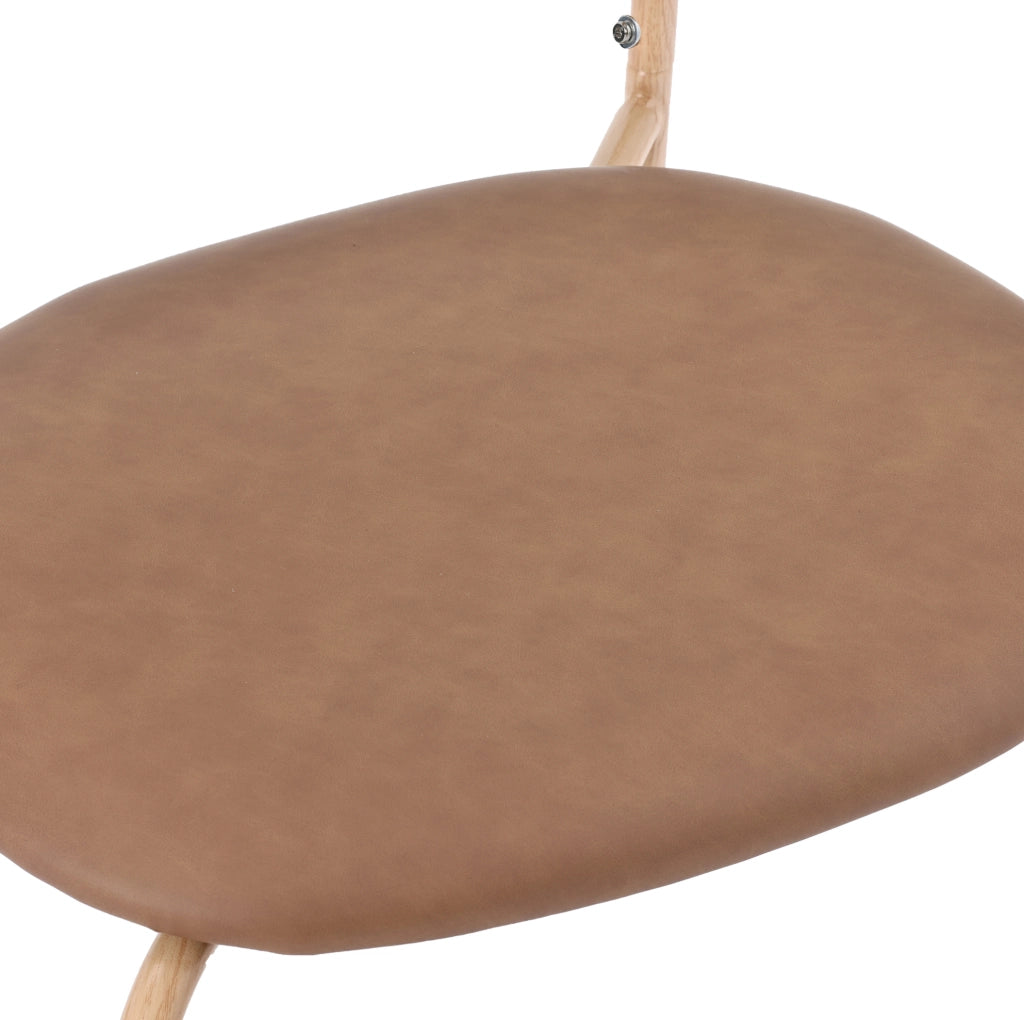 Set di 6 sedie da pranzo con schienale ovale in rattan; PU e gambe in metallo; marroni