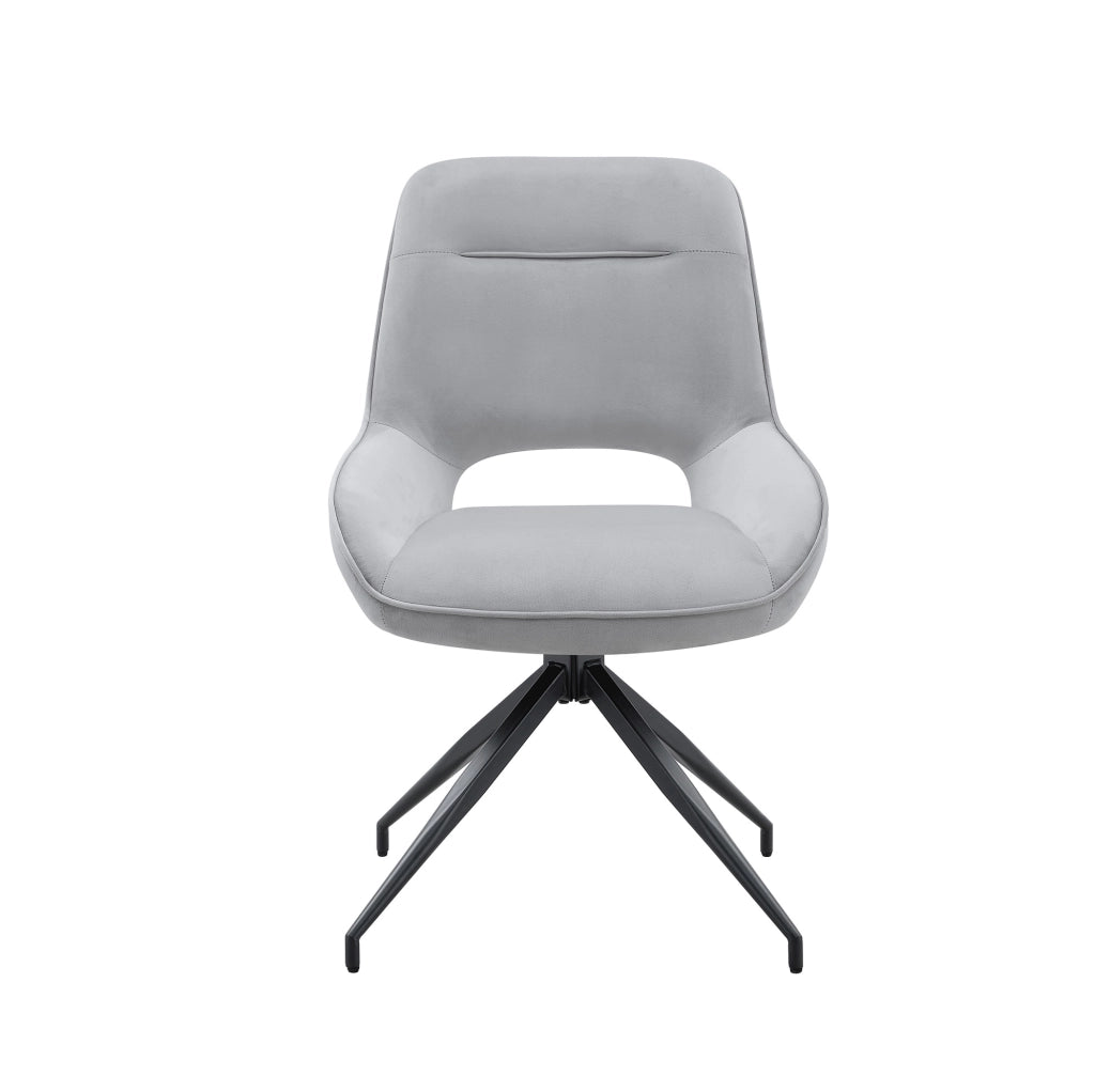 Set 2 sedie da pranzo girevoli a 360° in velluto grigio chiaro con braccioli HOMVRA