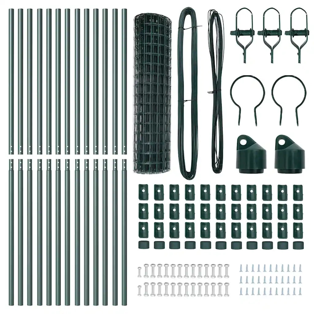 Recinzione da Giardino | Recinzione con Posto Verde 1,2 x 25 m Acciaio e PVC