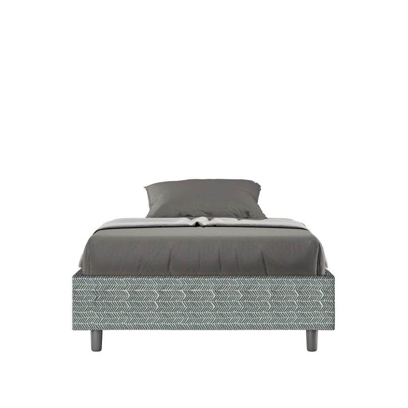 Letto Sommier imbottito 1 piazza e mezza 120x200 cm tessuto Aragona Azelia - Senza rete,Azzurro