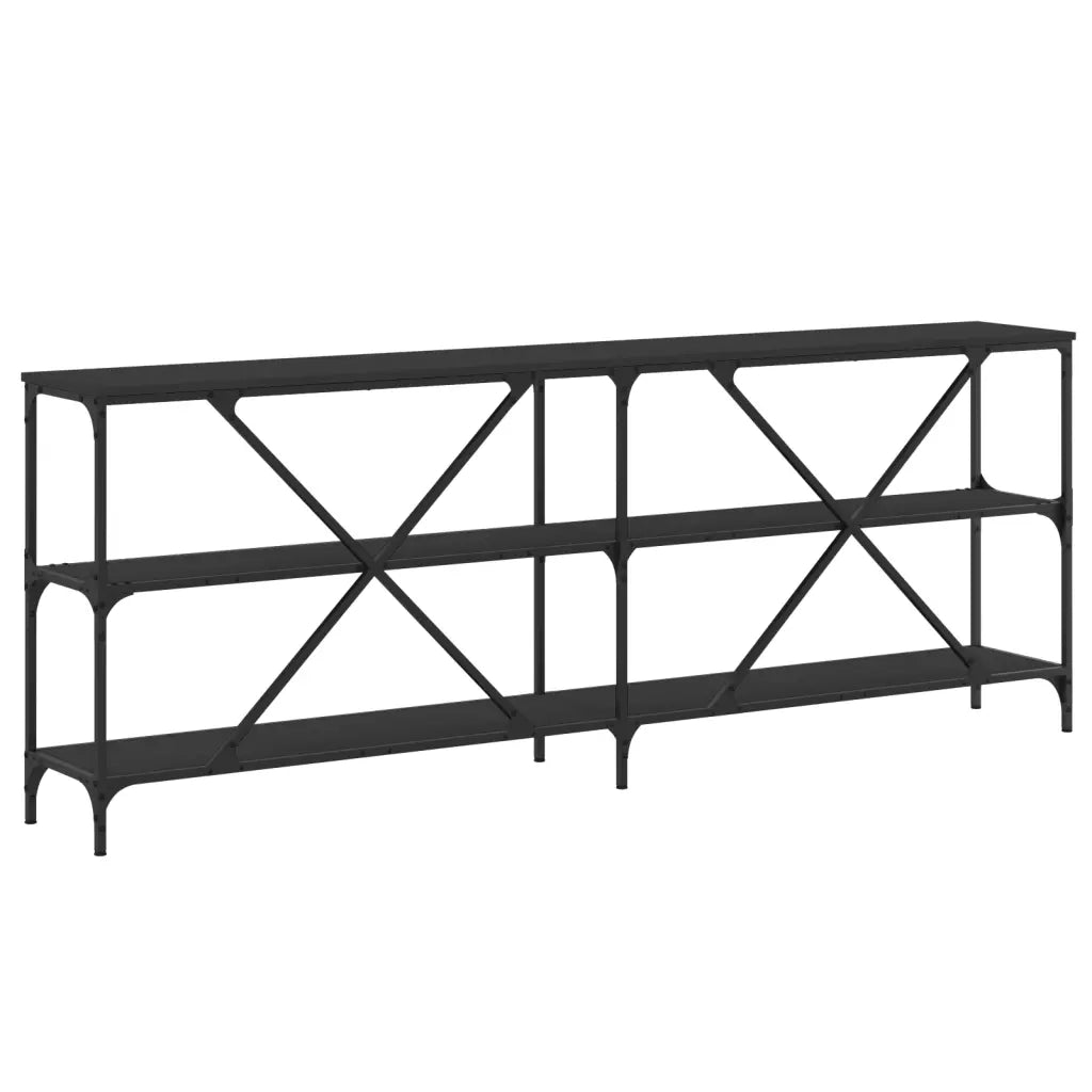 Tavolino Consolle | Tavolo d'Ingresso Nero 200x30x75 cm Legno Multistrato e Ferro