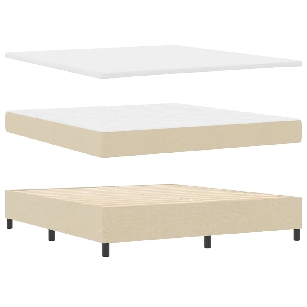 Letto a molle con materasso Crema 180 x 200 cm Tessuto