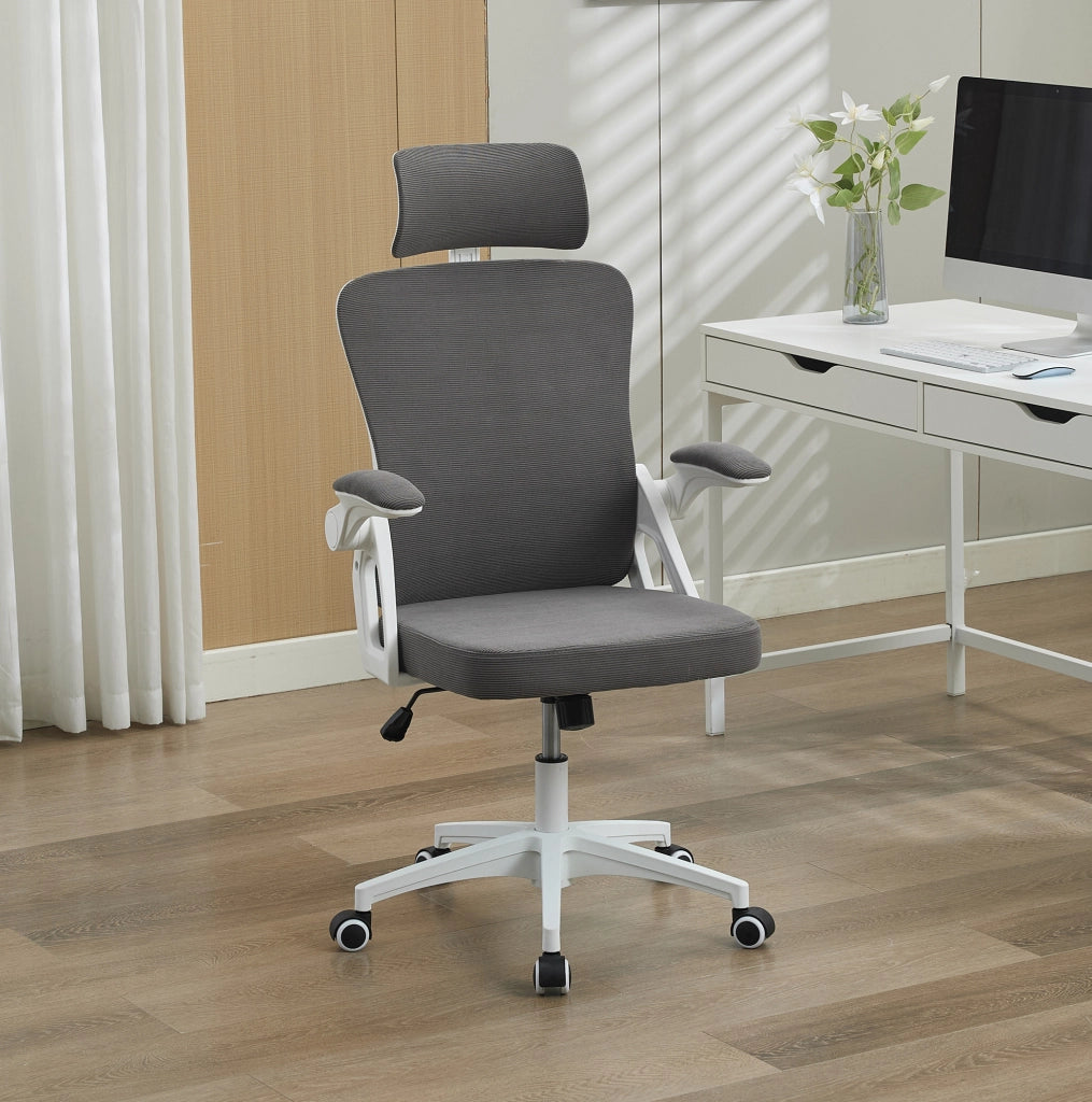Sedia da ufficio ergonomica grigia con schienale in rete
