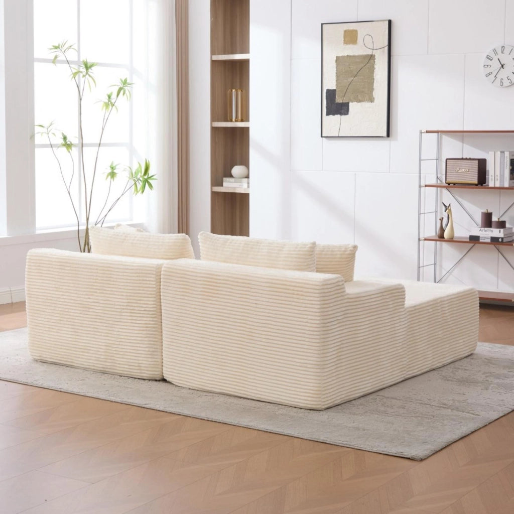 Divano modulare, divano compatto, divano in chenille, schiuma ad alta elasticità 30D, base antiscivolo, 2 posti, beige