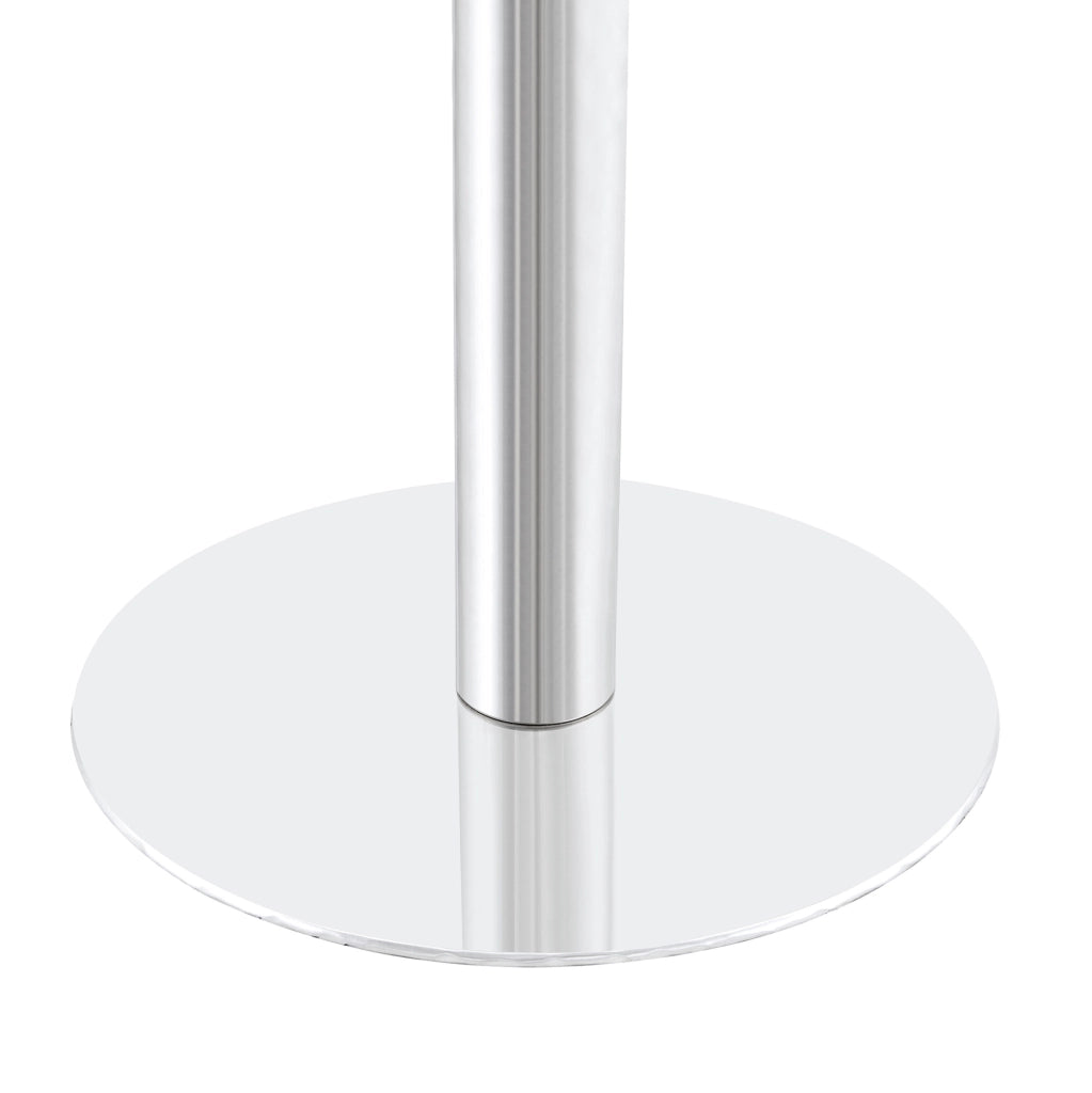 Tavolino rotondo da salotto con piano effetto marmo UV in MDF e struttura in acciaio inox dorato