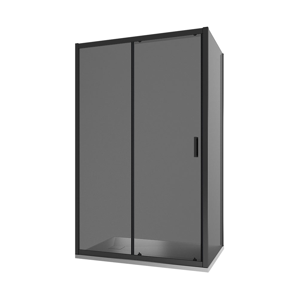 Box doccia 150x80 cm scorrevole vetro 6mm fumè profili nero opaco h185 | Tonga