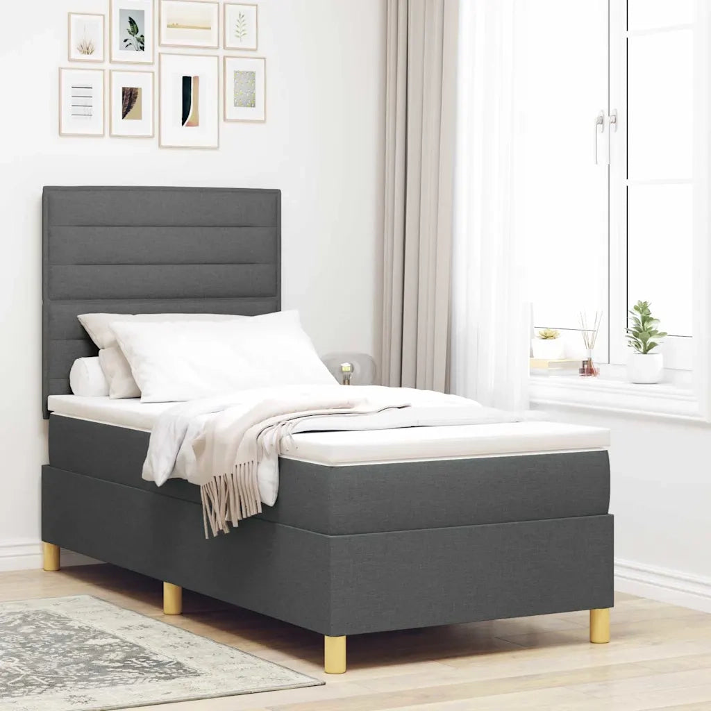 Letto a Sorgente LED Grigio scuro 90 x 200 cm Tessuto