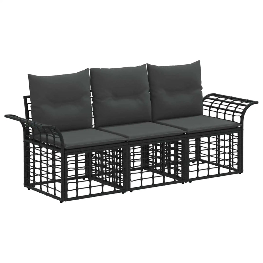 Set di divani da esterno 3 pz Nero e Grigio scuro Poliestere 3437633