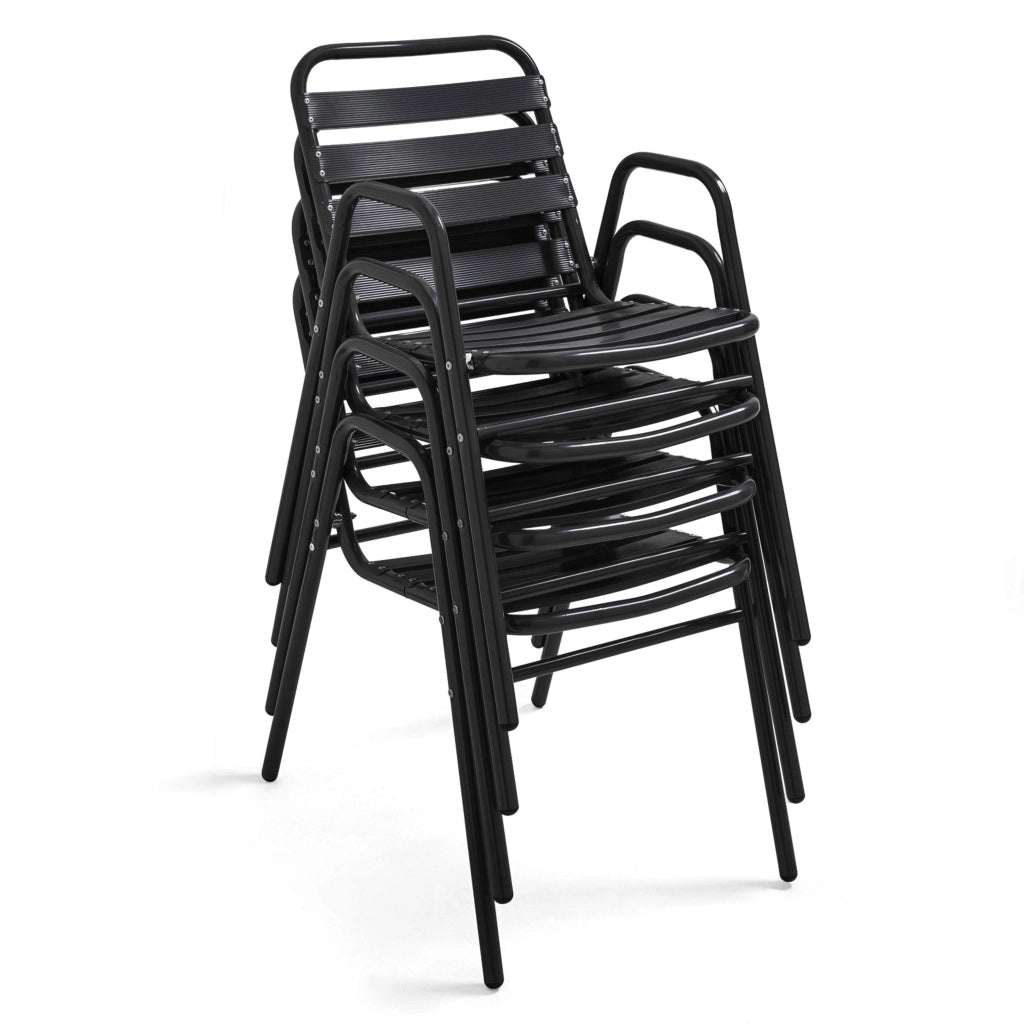 Oviala - Set di tavolo da terrazza e 4 sedie in alluminio e legno