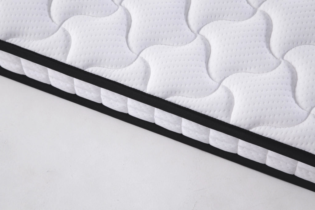 Materasso a molle 90x200 cm; spessore 10 cm; design ergonomico; arrotolato; tessuto bianco