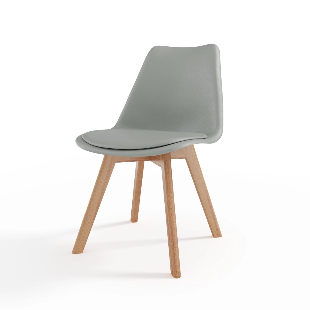 Junin - Set di 4 sedie con gambe in legno di faggio grigio
