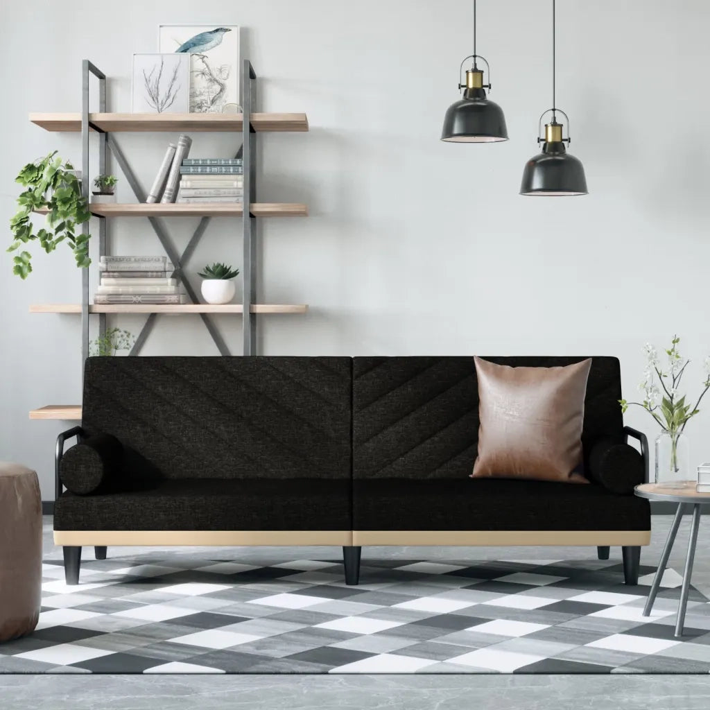 Divano letto | Sof¨¤ letto | Letto singolo con Braccioli Nero in Tessuto