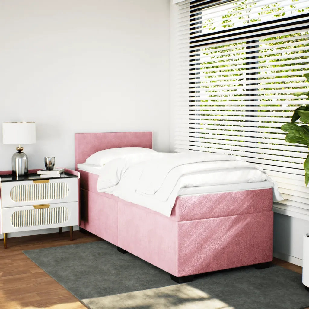 Giroletto a Molle con Materasso Rosa 80x200 cm in Velluto
