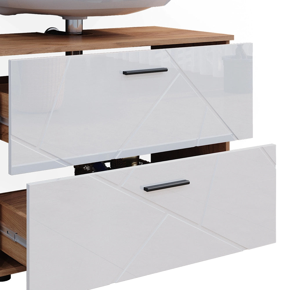 Vicco Mobile sottolavabo per bagno Bianco lucido/oro power oak 80 x 58.6 cm