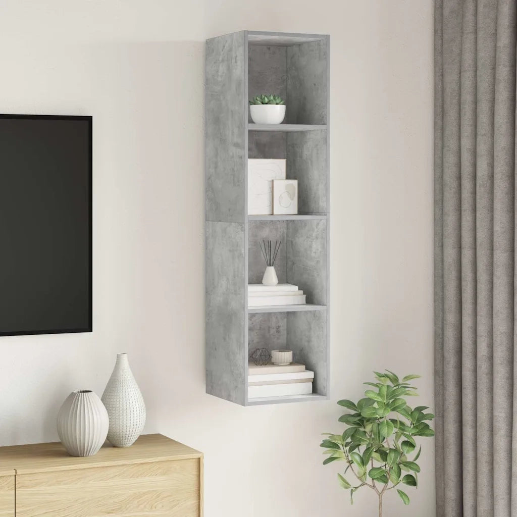 Mobile TV Parete Grigio Cemento 37x37x142,5cm Legno Multistrato