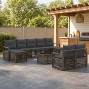 Set Divano da Giardino 10 pz Grigio polyrattan 3435842