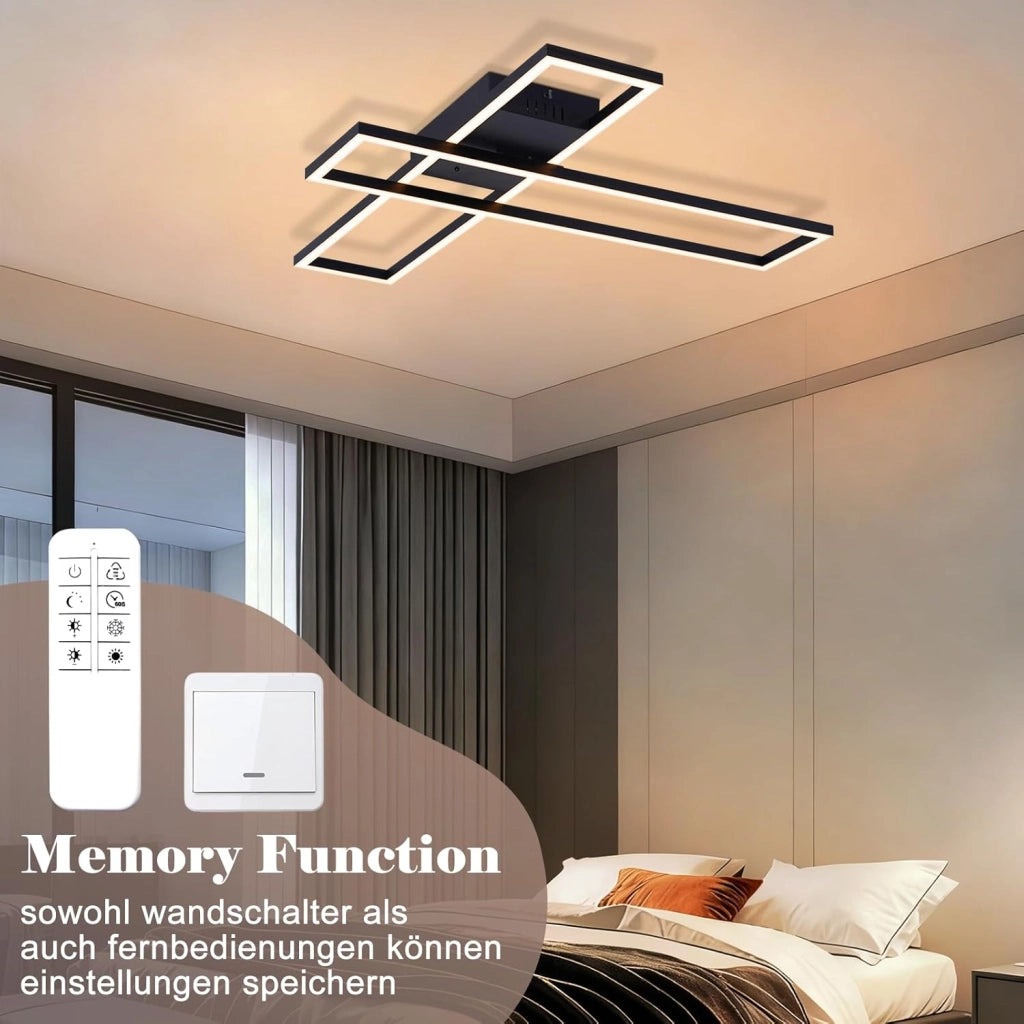 ZMH Lampada da soffitto plafoniera LED 42W nera dimmerabile telecomando design rettangolare per camera letto cucina
