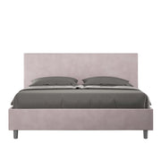 BS COM Letto matrimoniale con rete imbottito 160x210 microfibra glicine