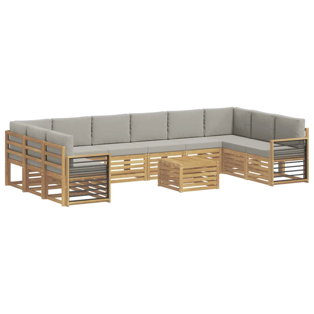 Set di divani da esterno 11 pcs Bianco e Grigio Chiaro 3392636