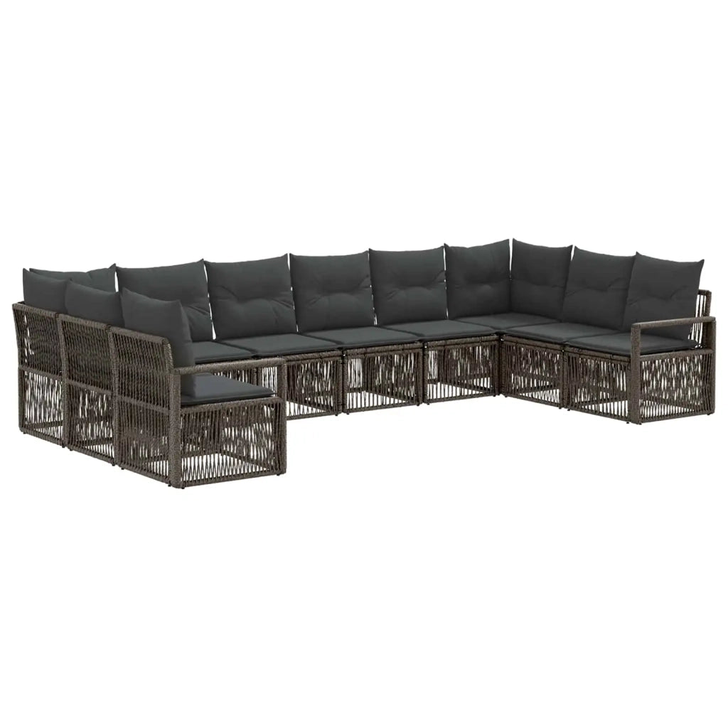 Set Divano da Giardino 10 pz Grigio polyrattan 3435821