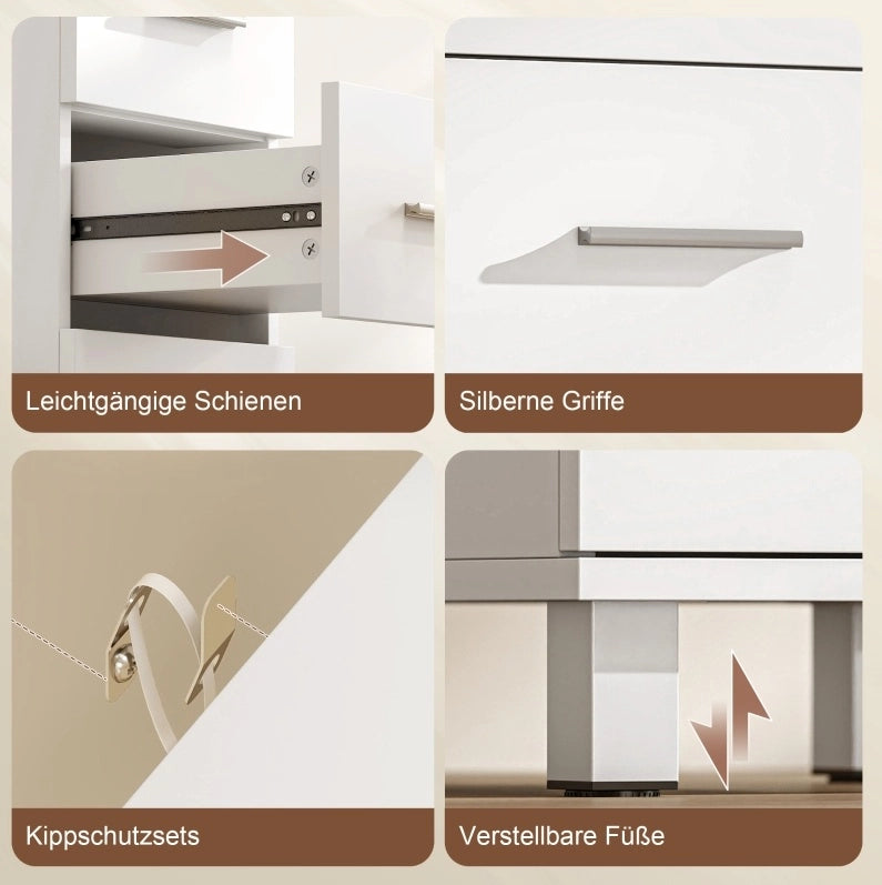 Mobile bagno stretto con 5 cassetti bianco