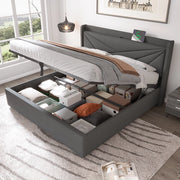 letto imbottito cotone lino grigio 180x200 cm