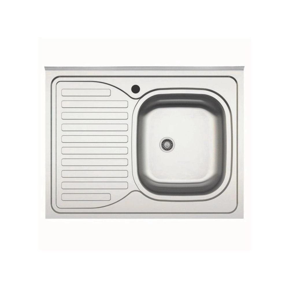 Lavello cucina da appoggio 80x60 una vasca con gocciolatoio sinistro inox SA30SX