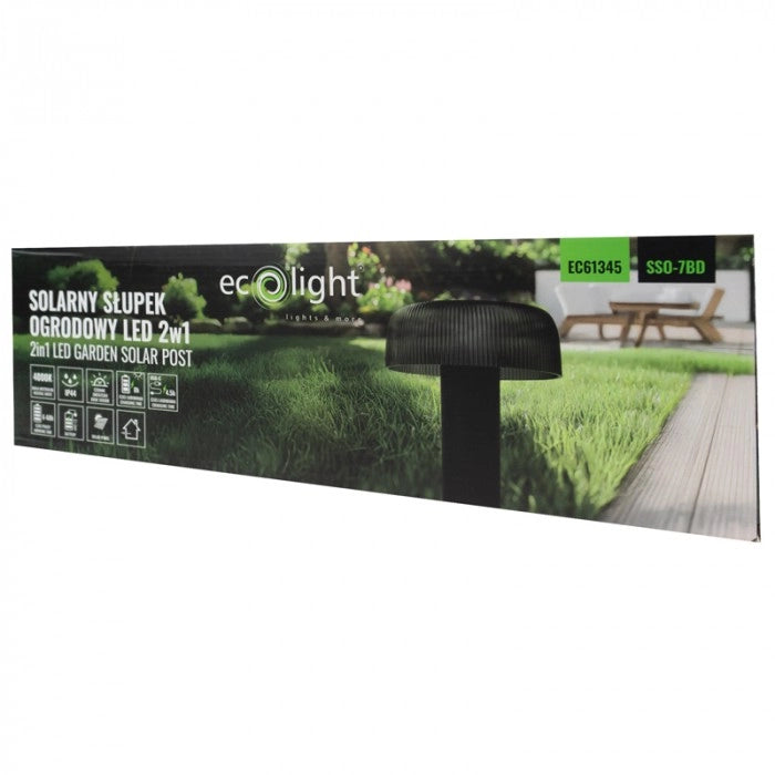 Paletto solare da giardino LED 2,5W 4000K USB‑C nero