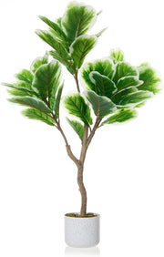 Ficus Lyrata Artificiale 100 cm in PEVA con Vaso da Pavimento per Ufficio